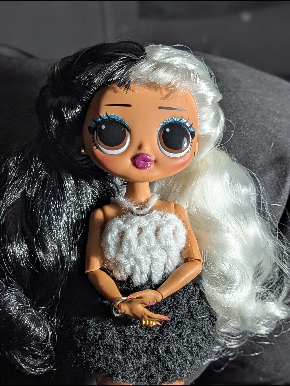 L.O.L. Surprise! Two-Tone Black & White Doll Wig